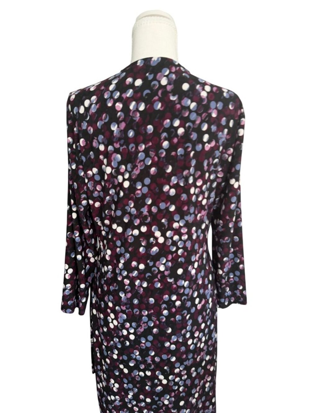 ANNE KLEIN Purple Patterned Stretch Wrap Dress Size Large - Picture 8 of 11